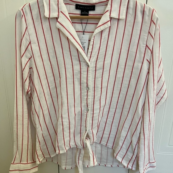 NWT ANTHRO sanctuary red striped tie front top small - Picture 3 of 7